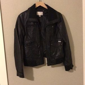 Vegan leather bomber jacket